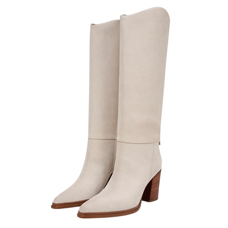 Franco Sarto Womens Jasmine Knee High Boots Us 8.5 M Eu 39 Wool White Suede Nib